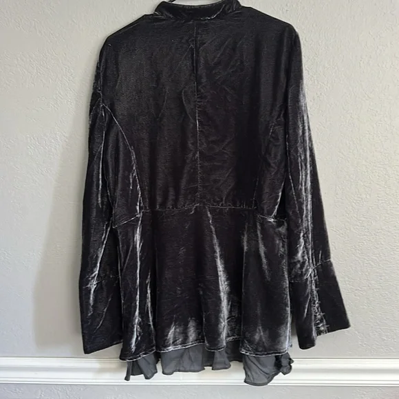NWT Free People Faye velvet jacket, grayish blue, women’s size XL. - Picture 3 of 7
